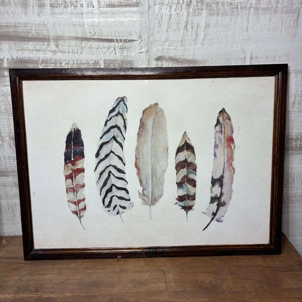 Boho Feather Watercolor Framed Wall Art